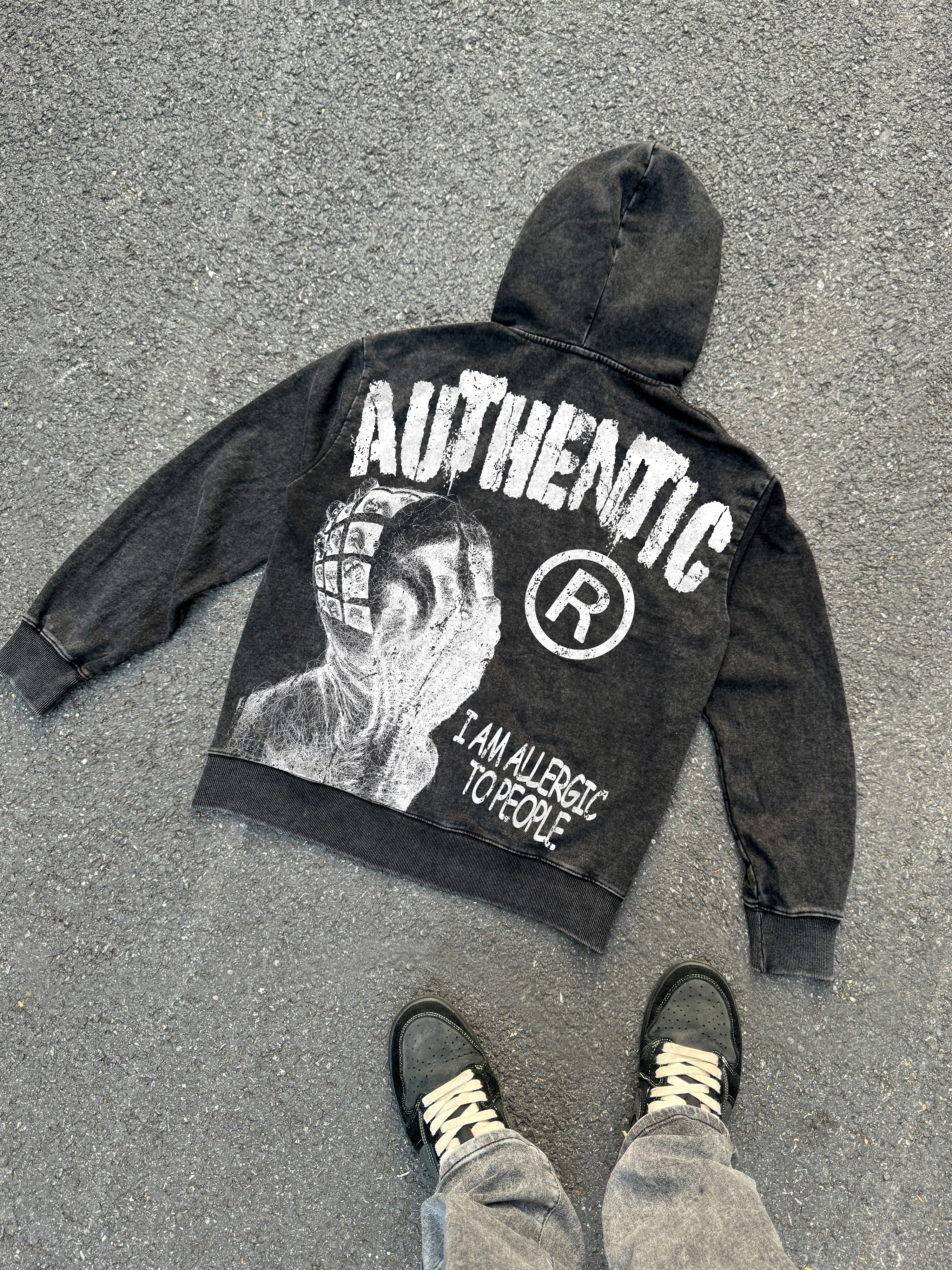 I Am Allergic To People Street Graphic Heavyweight Washed Hoodie