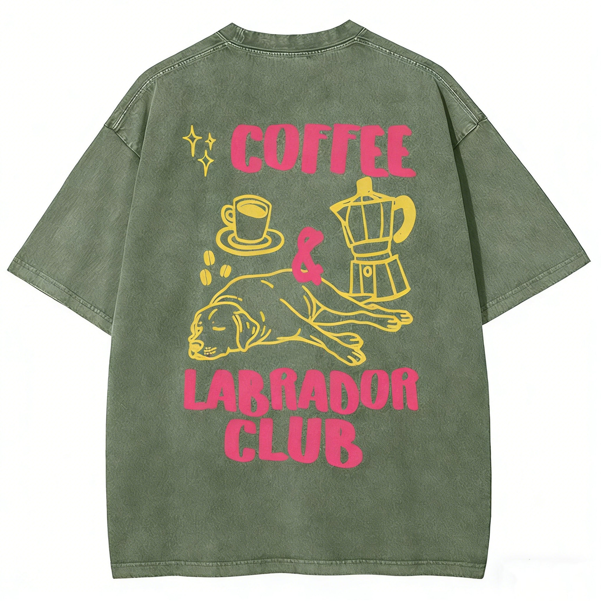 Coffee Labrador Club Unisex Fit Washed T-shirt
