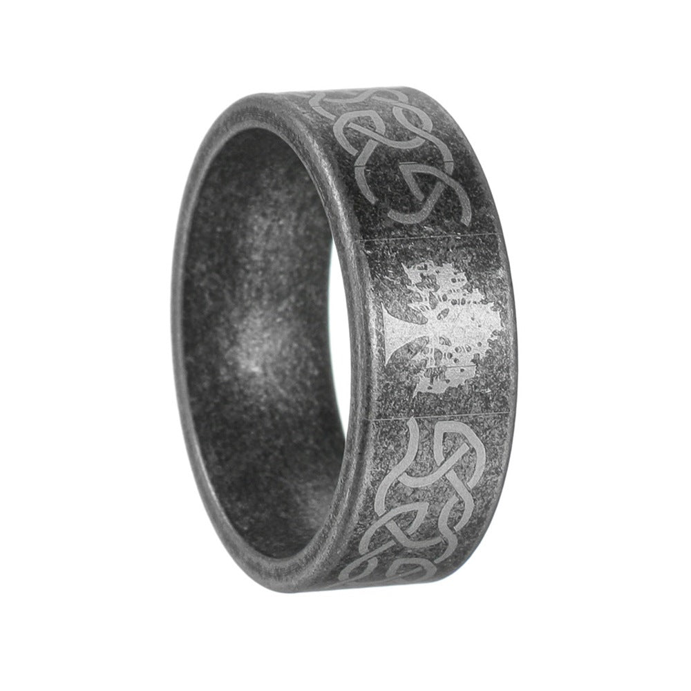 Tree Of Life Pattern Vintage Distressed Silver Ring