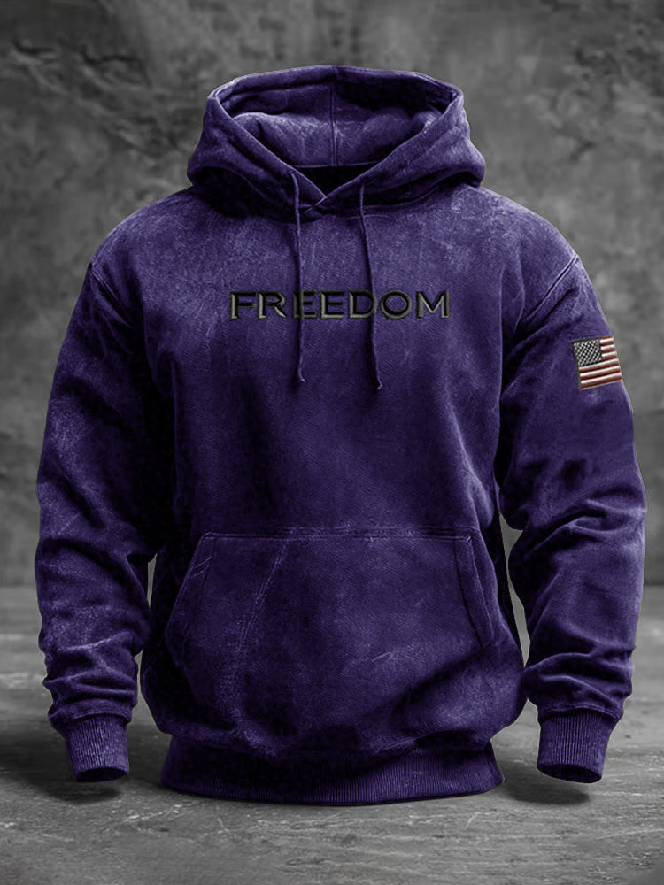 Men's Casual Freedom Print Long-sleeved Hooded Sweatshirt