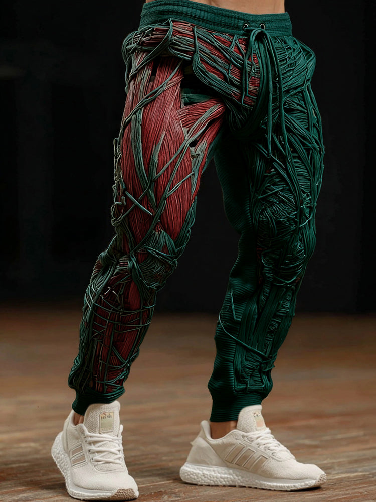 Men's Vintage Skeleton Muscles Art Cozy Knit Sweatpants