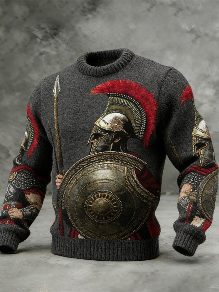 Ancient Roman Soldier Art Men's Crew Neck Knit Sweater