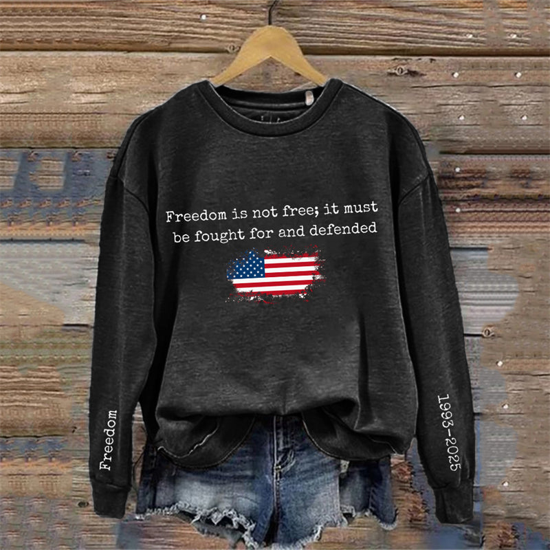 Freedom True Patriot Cross American Flag Memorial Sweatshirt