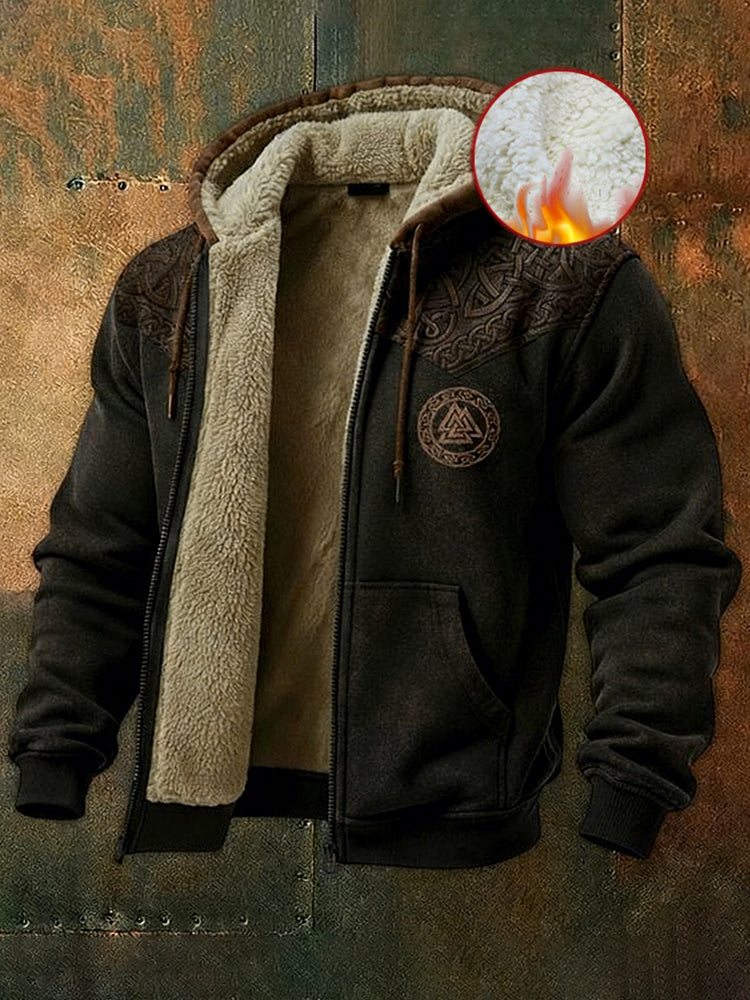 Men's Viking Style Nordic Vegvisir Pattern Zipper Jacket
