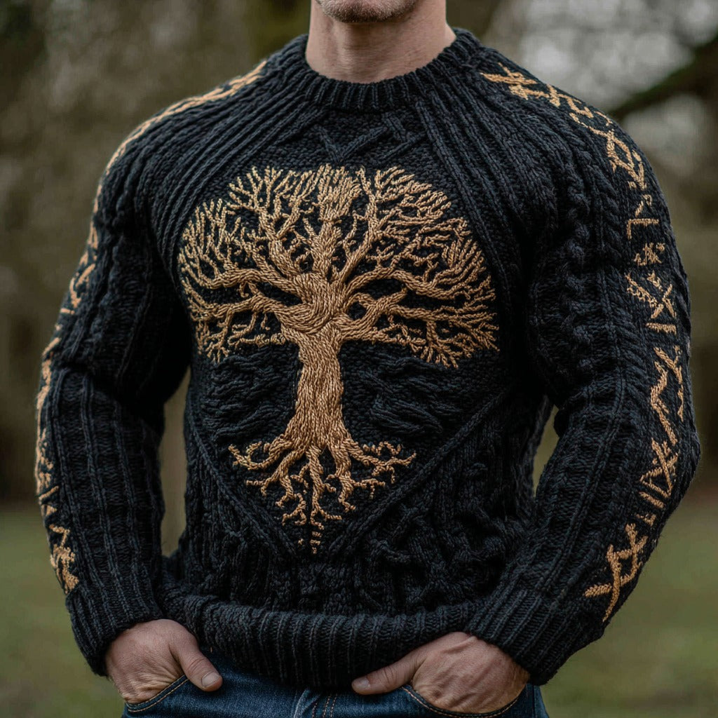 Men's Viking Life Of Tree Celtic Knot Art Casual Crew Neck Sweater