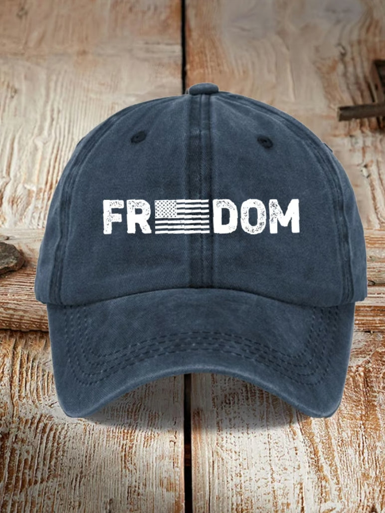 Unisex Freedom American Flag Print Baseball Cap