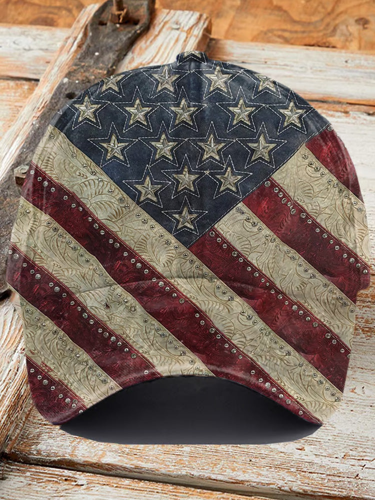 Retro American Flag Printed Baseball Cap