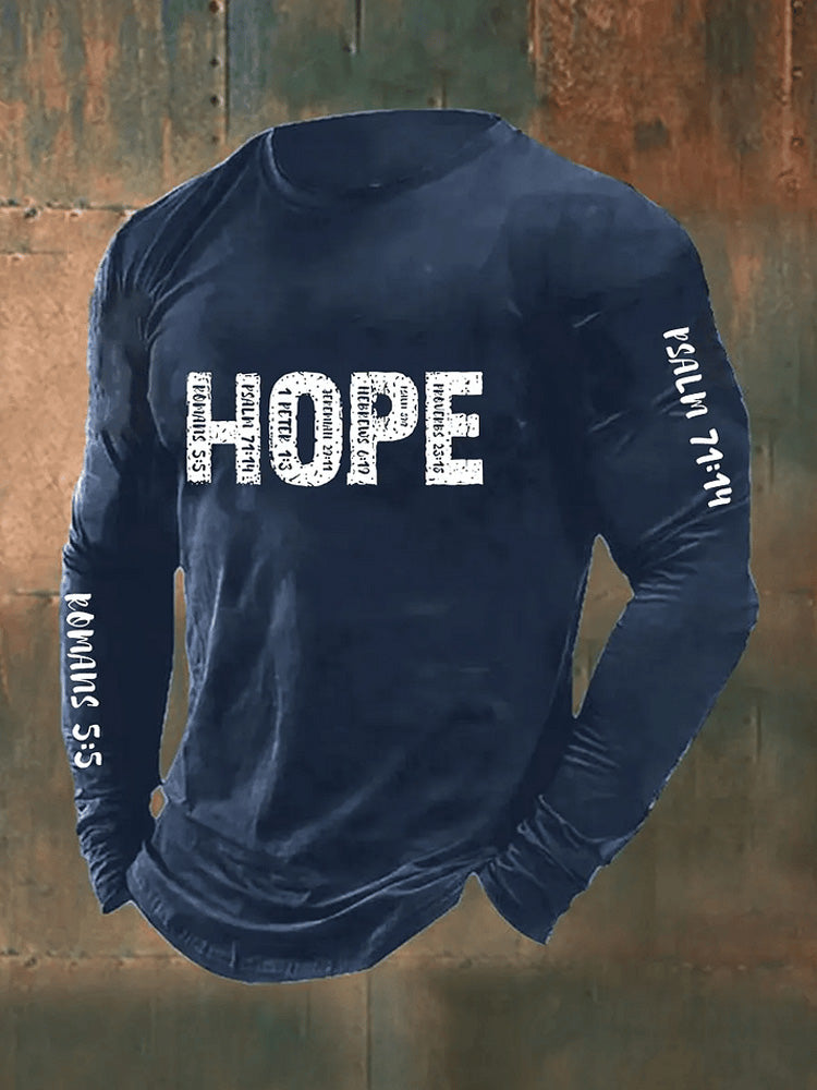 Men's Faith Hope Print Long Sleeve Top