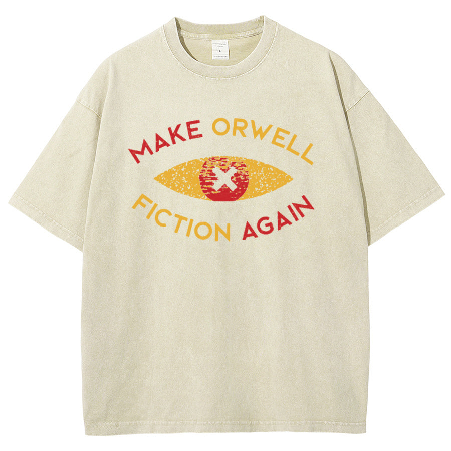 Make Orwell Fiction Again Vintage Distressed T-shirt