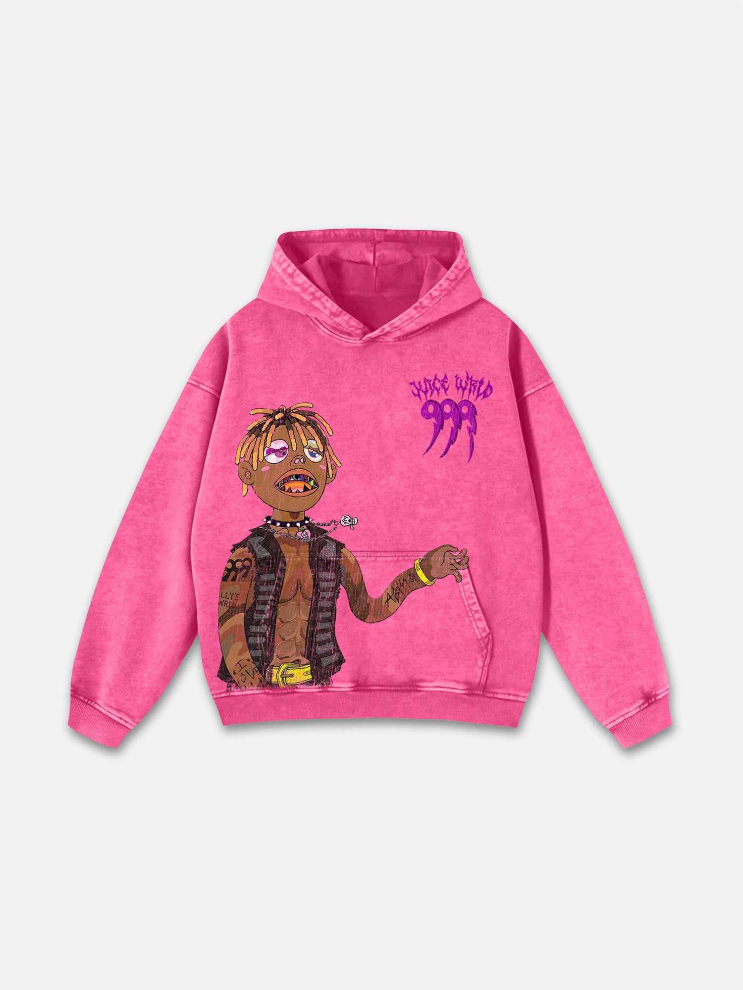 Vintage Juice Wrld Graphic Acid Wash Oversized Hoodie