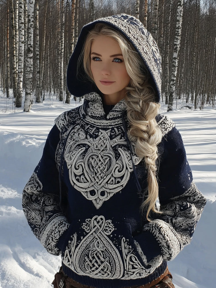 Women's Vintage Celtic Knot Cozy Hooded