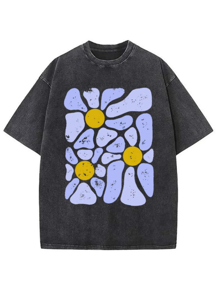 Abstract Flowers Art Washed T-shirt