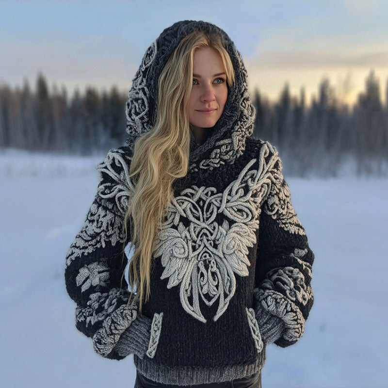 Women's Butterfly And Celtic Knot Comfortable Knit Hoodie