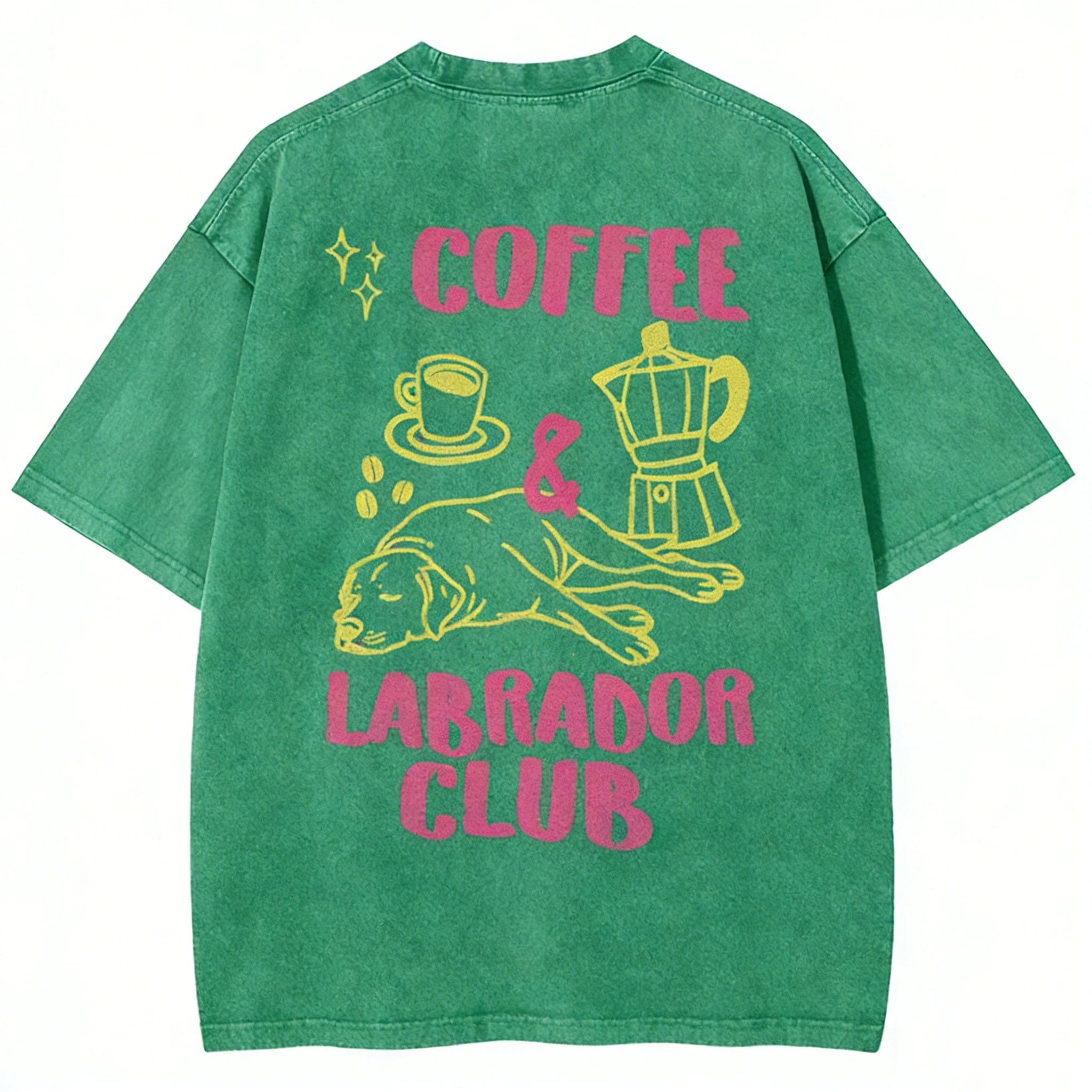 Coffee Labrador Club Unisex Fit Washed T-shirt
