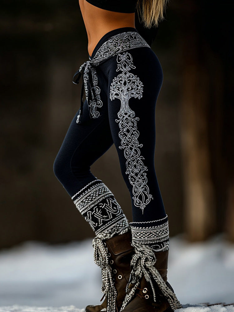 Vintage Viking Life Of Tree Inspired Celtic Knot Cozy Knit Leggings