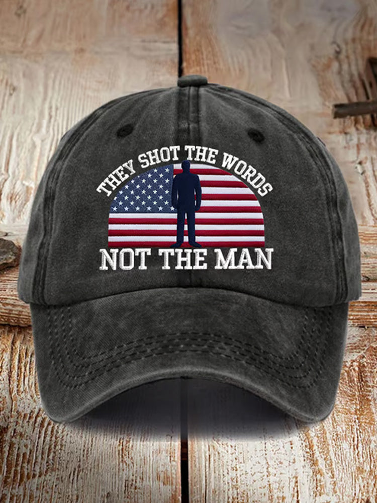 Unisex Vintage They Shot The Words Not The Man Print Hat