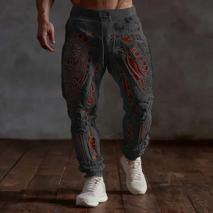 Men's Halloween Muscle Texture Art Print Casual Sweatpants