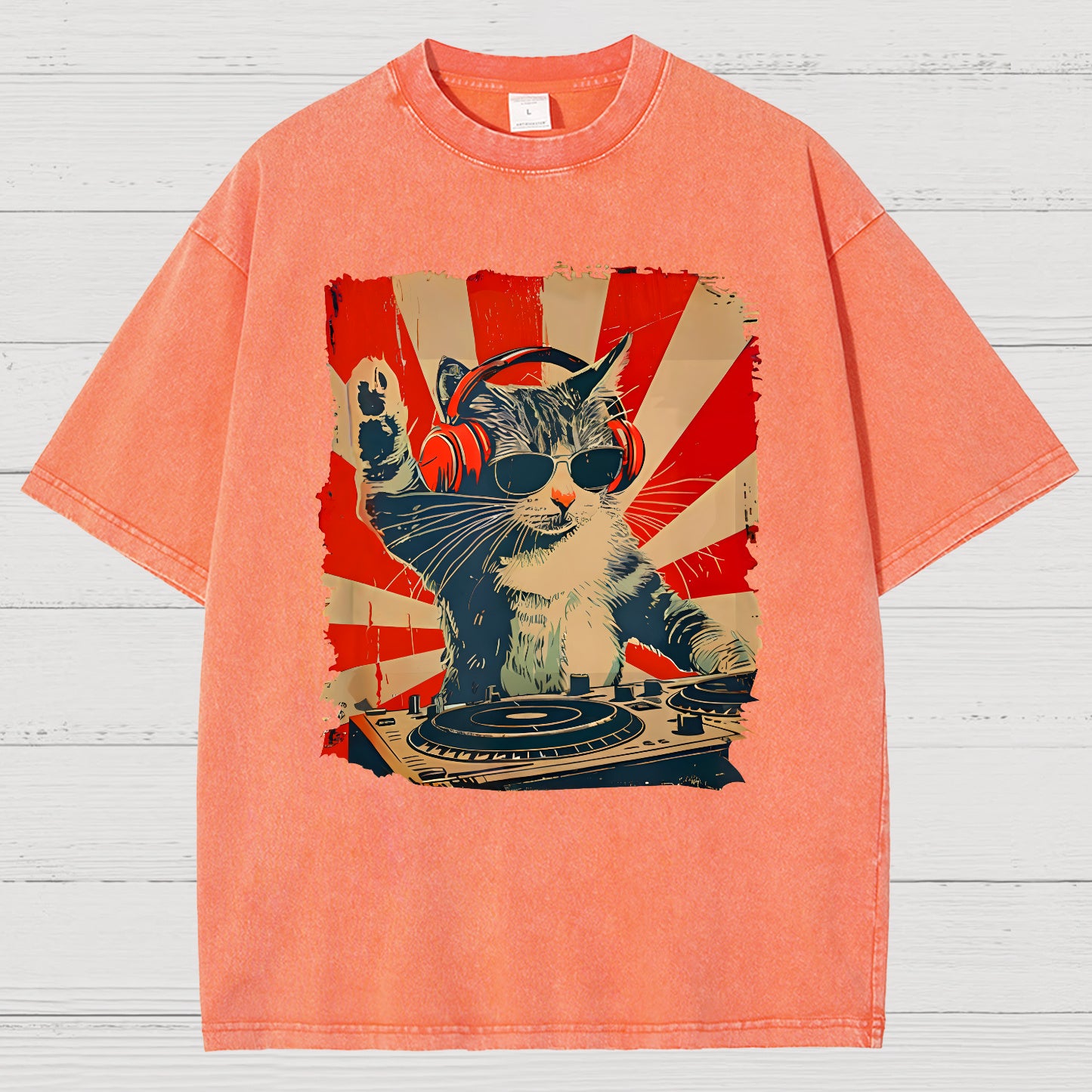 Rock Music Cat Vintage Distressed T-shirt