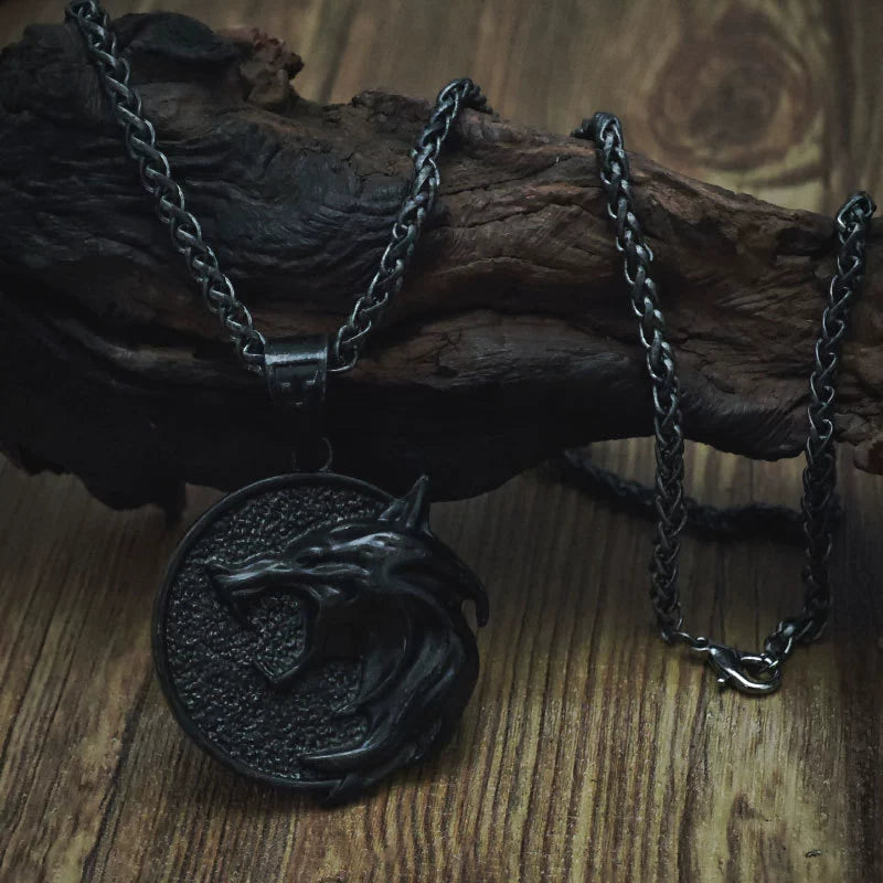 Viking Wolf Head Pendant Necklace