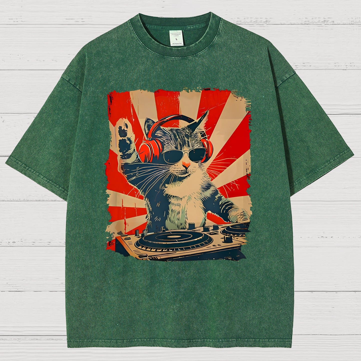 Rock Music Cat Vintage Distressed T-shirt