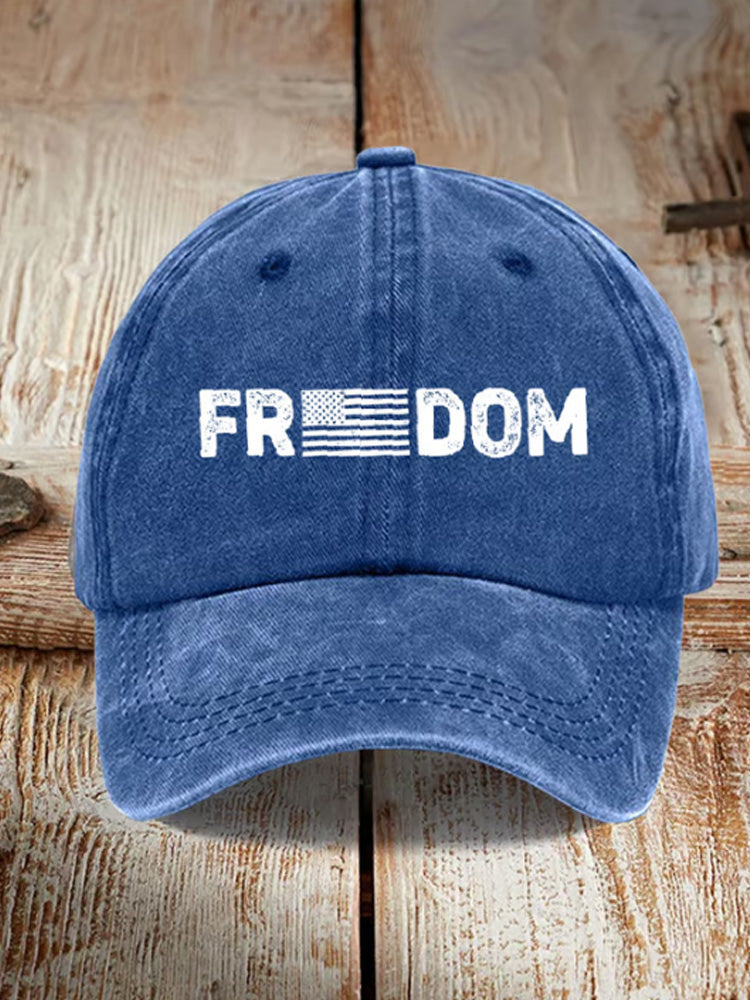 Unisex Freedom American Flag Print Baseball Cap