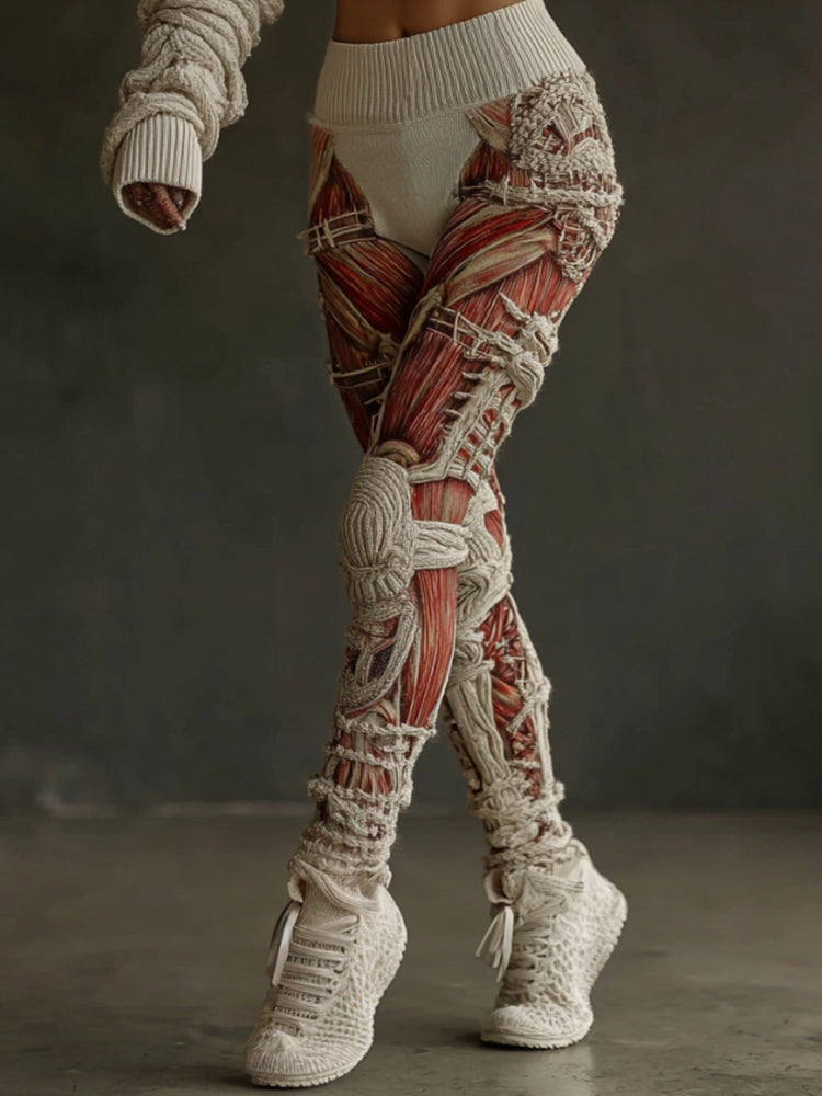Women's Fashion Halloween Muscle Anatomy Art Leggings