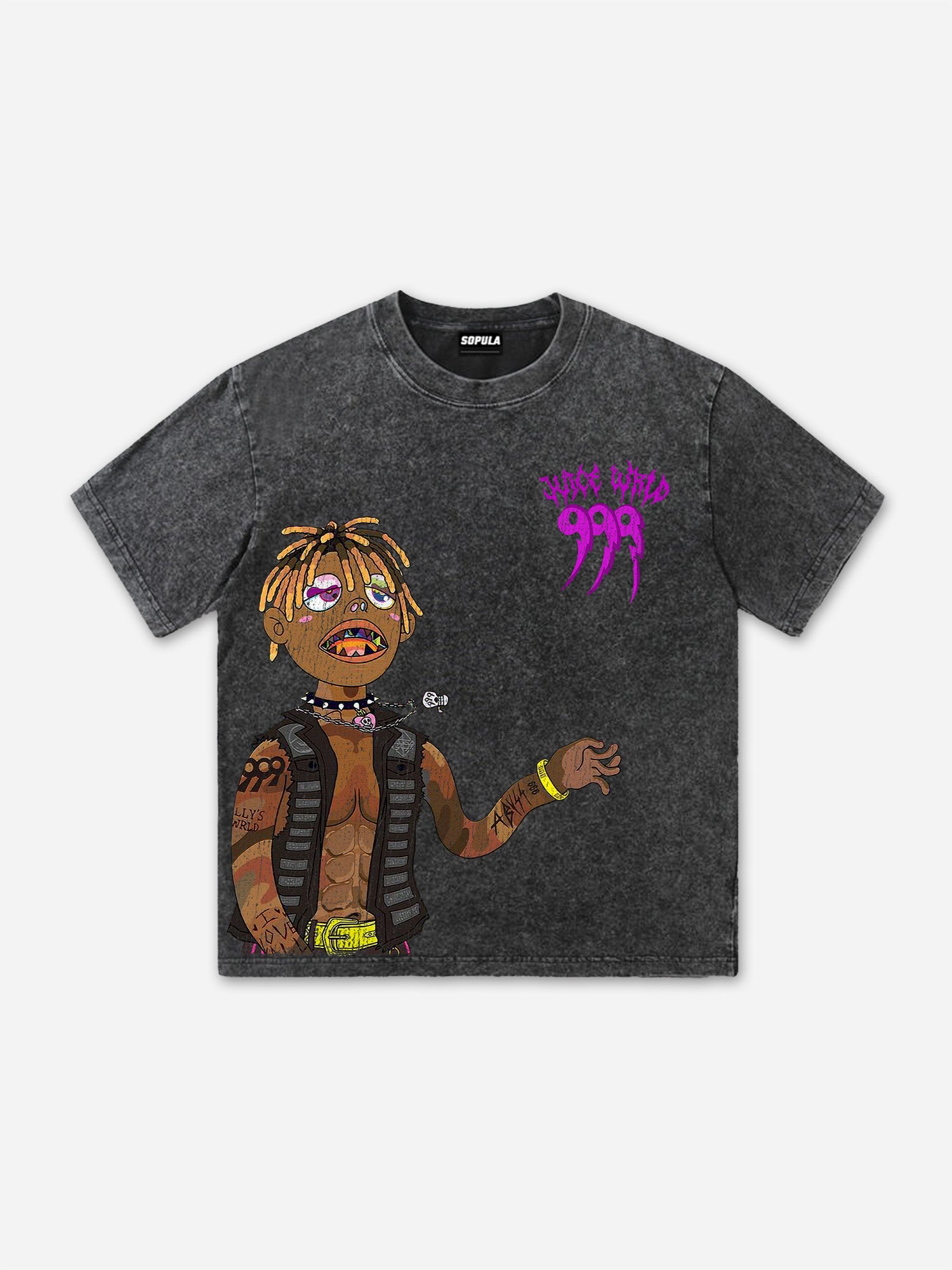 Vintage Juice Wrld Graphic Acid Washed T-shirt