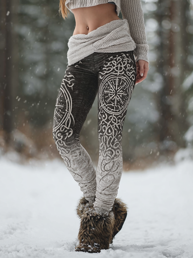 Vintage Viking Celtic Elements Women's Knitted Tight-fitting Leggings 5