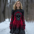 Vintage Celtic Skull Gradient Cozy Knit Sweater Dress