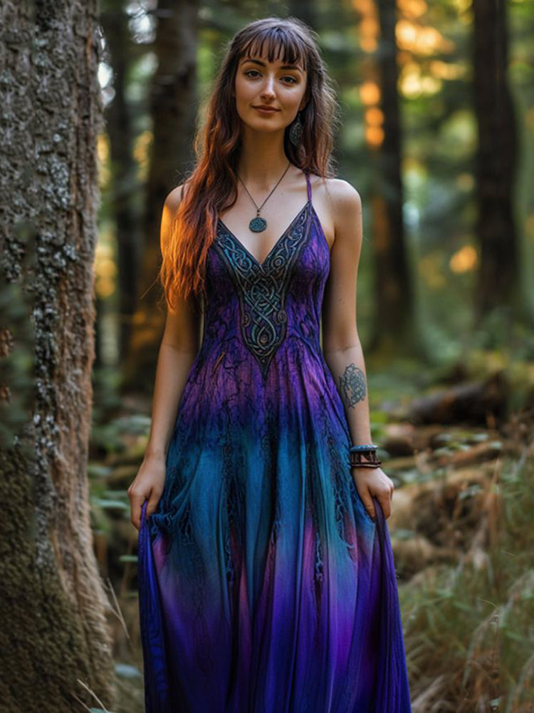 Vintage Celtic Knot Gradient Art Sling Dress