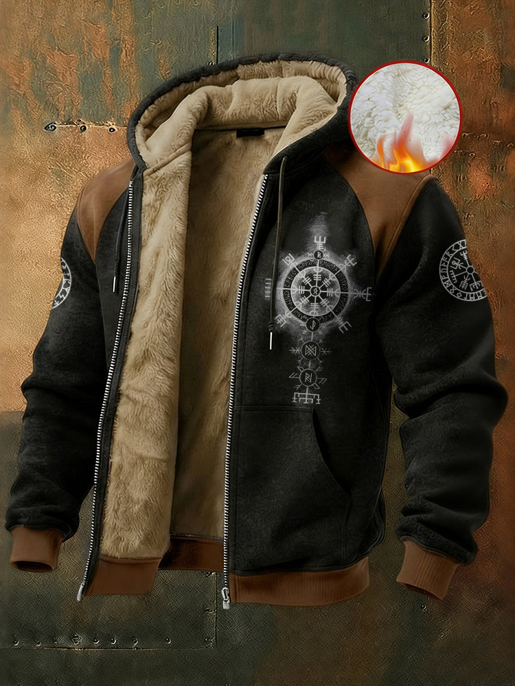 Men's Viking Symbols Art Thick Fleece Warm Zip-up Jackets