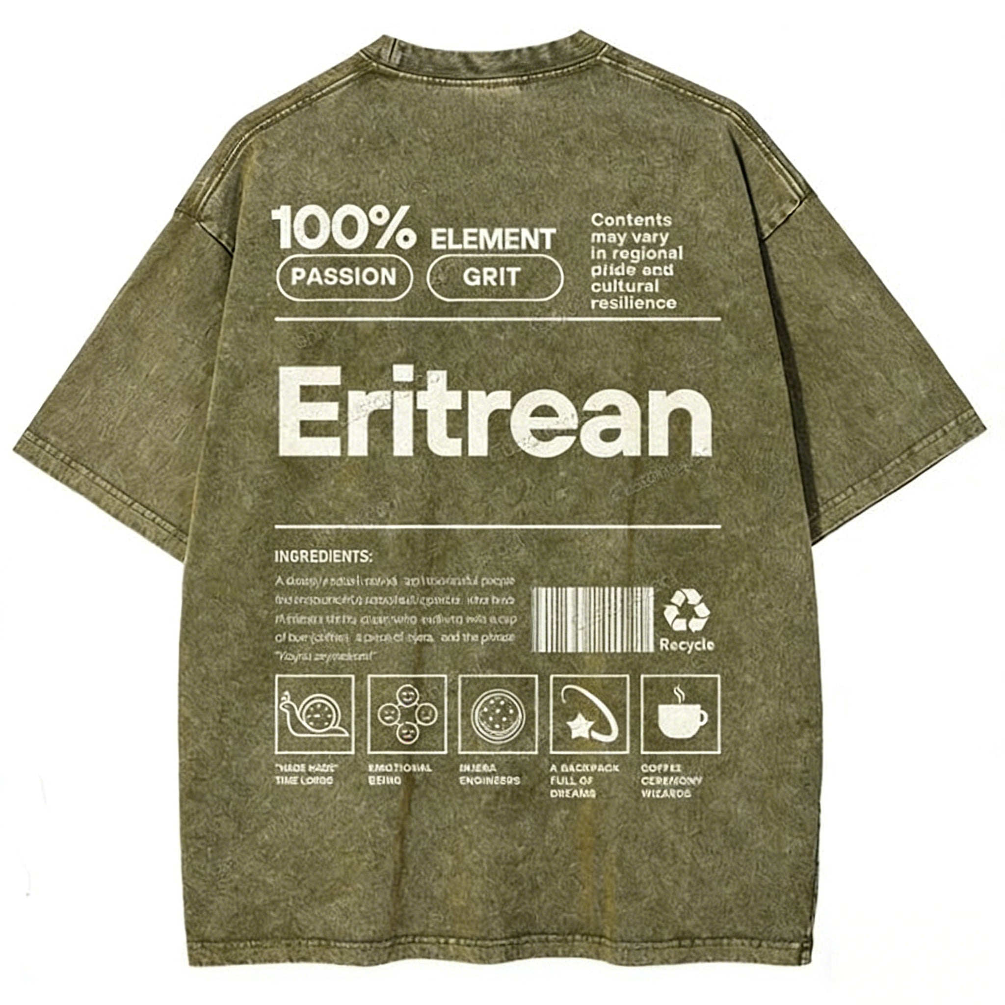 Eritrean Unisex Fit Washed T-shirt
