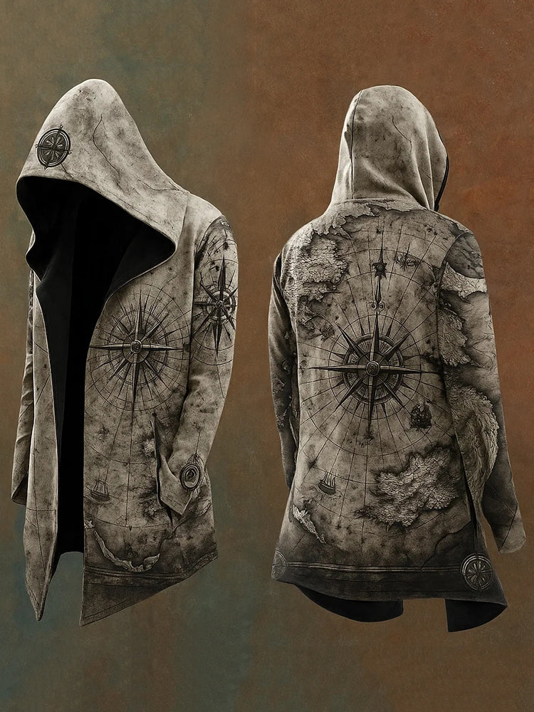 Men's Viking Mythology Compass Totem Hooded Jacket