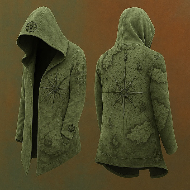 Men's Viking Mythology Compass Totem Hooded Jacket