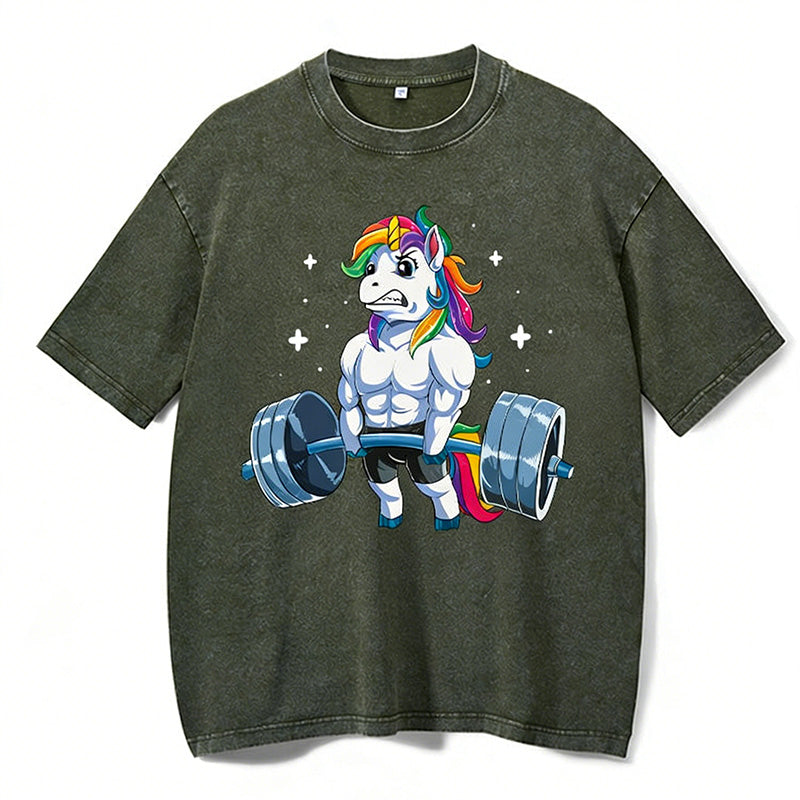Weightlifting Unicorn Washed Gym Shirt