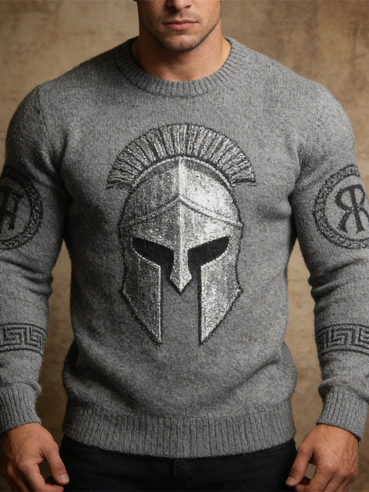 Ancient Roman Warrior Helmet Pattern Men's Knit Sweater