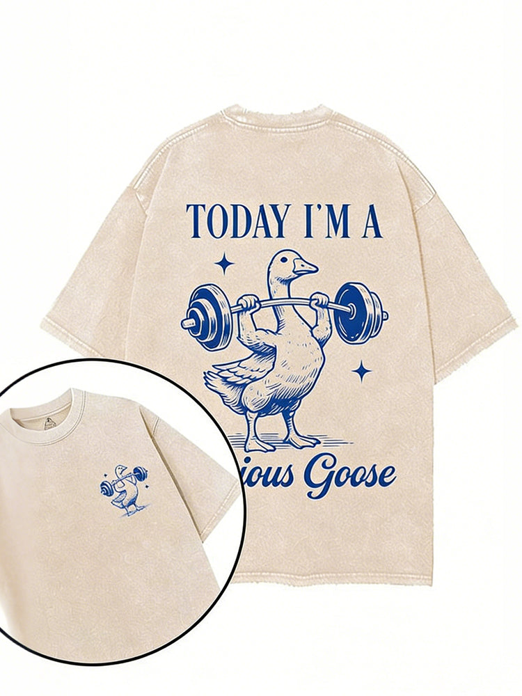 Today I'm A Serious Goose Printed Gym Shirt