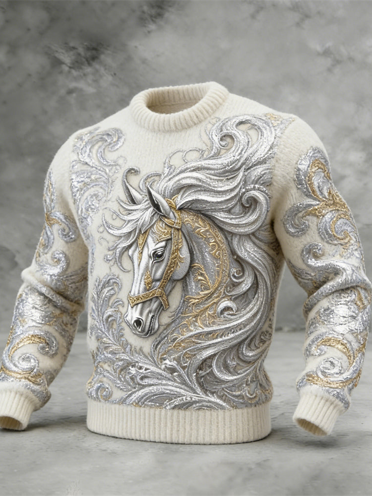 Ancient Roman War-horse Art Men's Crew Neck Sweater