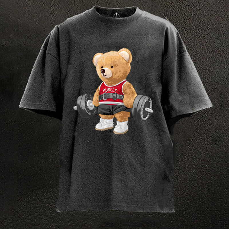 Exercise Bear Washed Gym Shirt