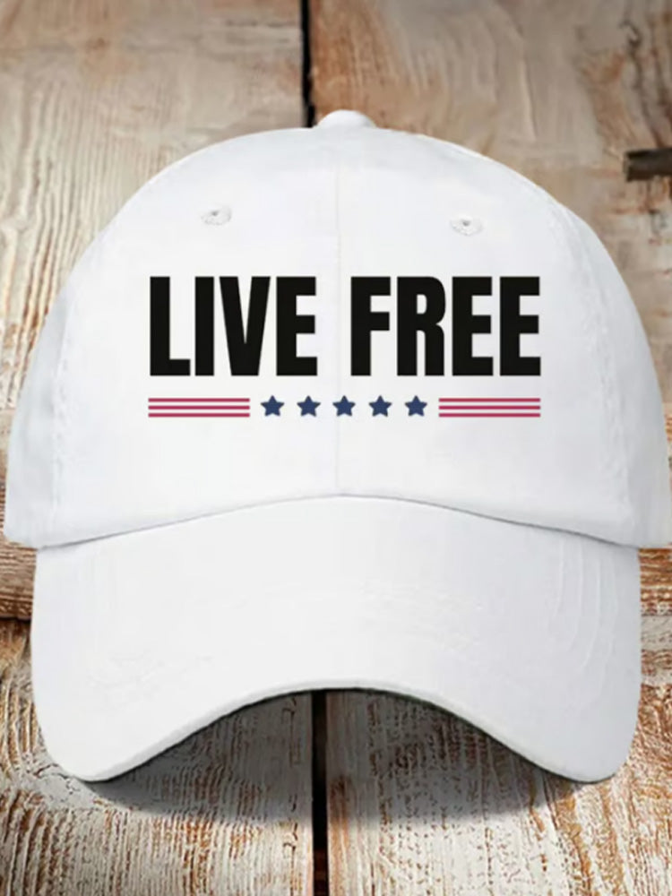 Retro Live Free Print Baseball Cap