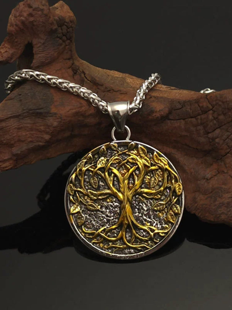 Vintage Viking Rune Tree Of Life Pendant Necklace