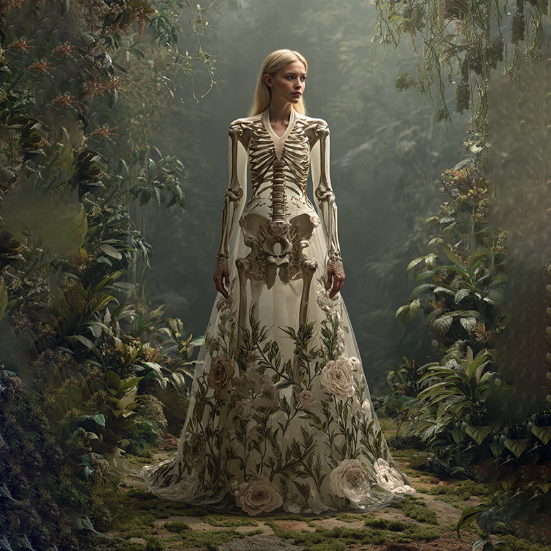 Women's Vintage Skull Rose Comfortable Casual Maxi Dress