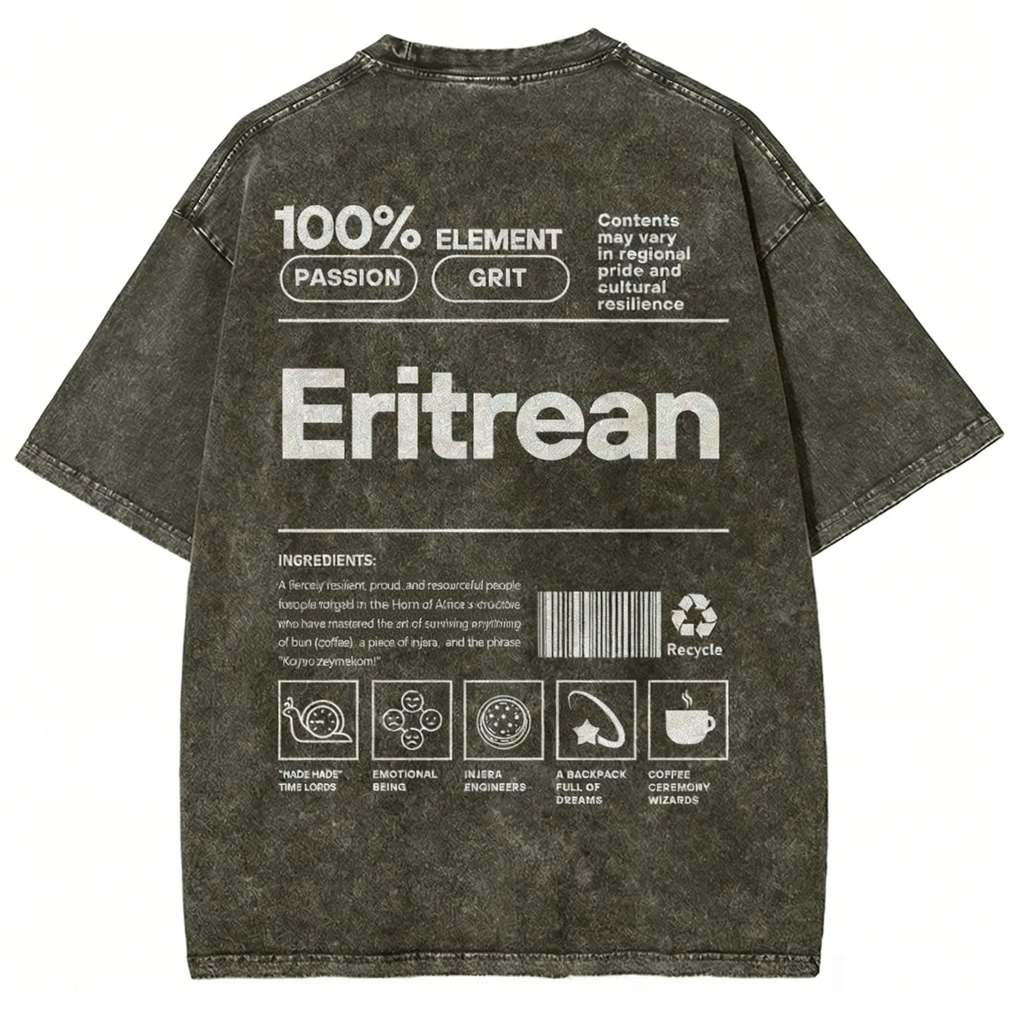 Eritrean Unisex Fit Washed T-shirt
