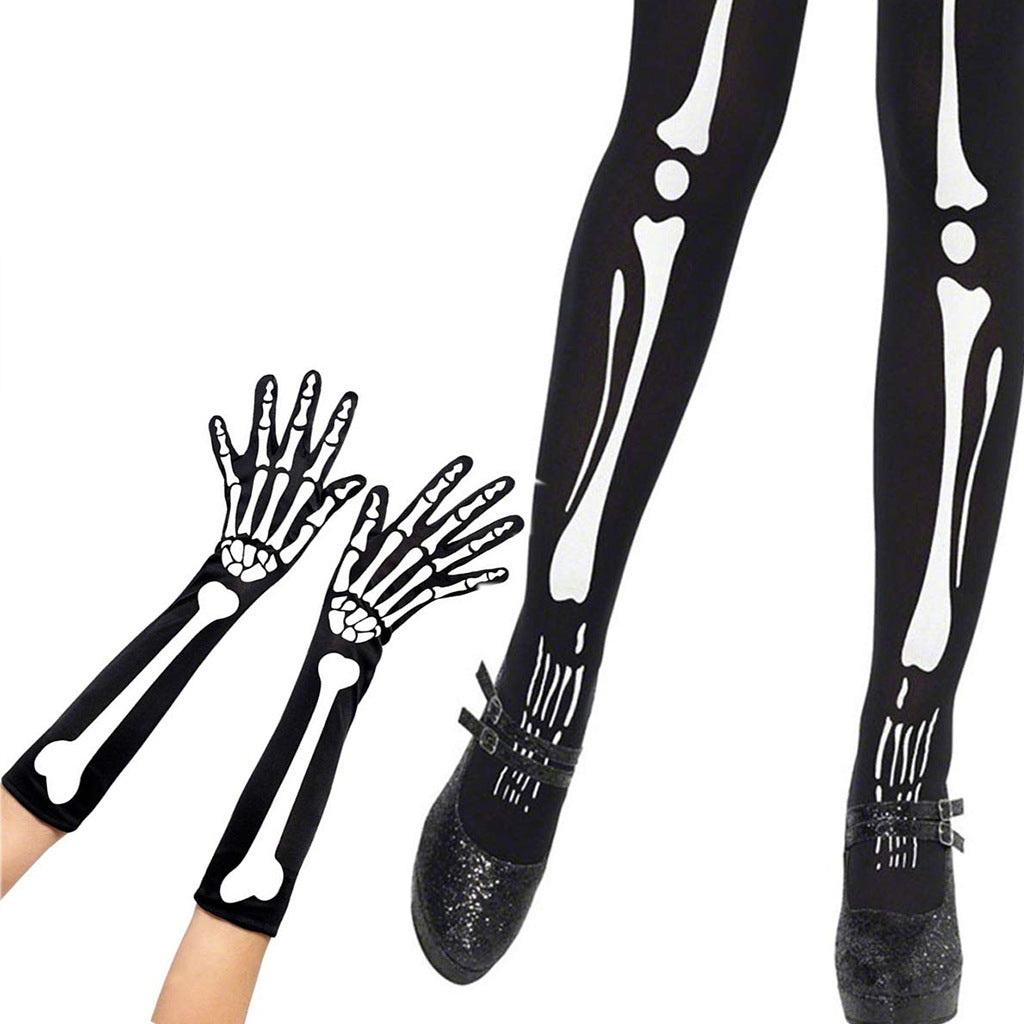 Halloween Skeleton Gloves Stockings Party Accessories