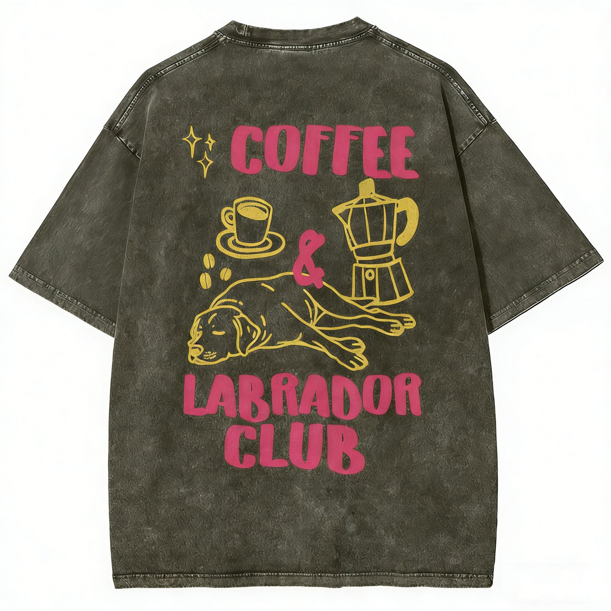 Coffee Labrador Club Unisex Fit Washed T-shirt