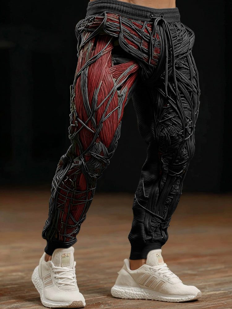 Men's Vintage Skeleton Muscles Art Cozy Knit Sweatpants