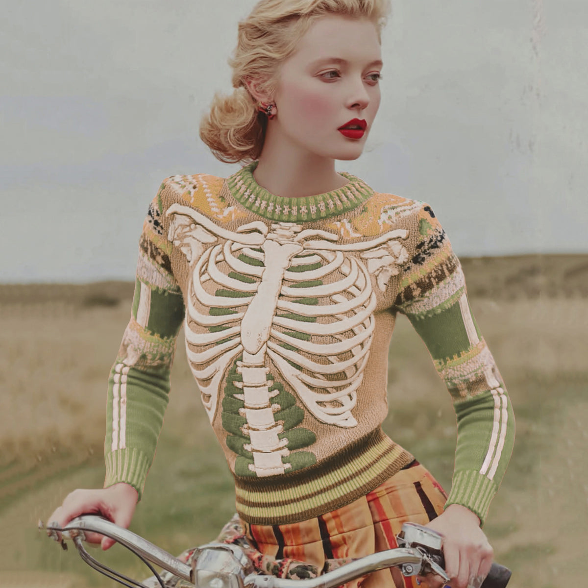 Vintage Halloween Anatomy Fresh Look Art Chunky Knitted Sweater