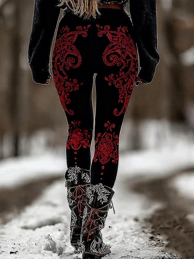 Women's Vintage Viking Celtic Knot Pattern Casual Leggings