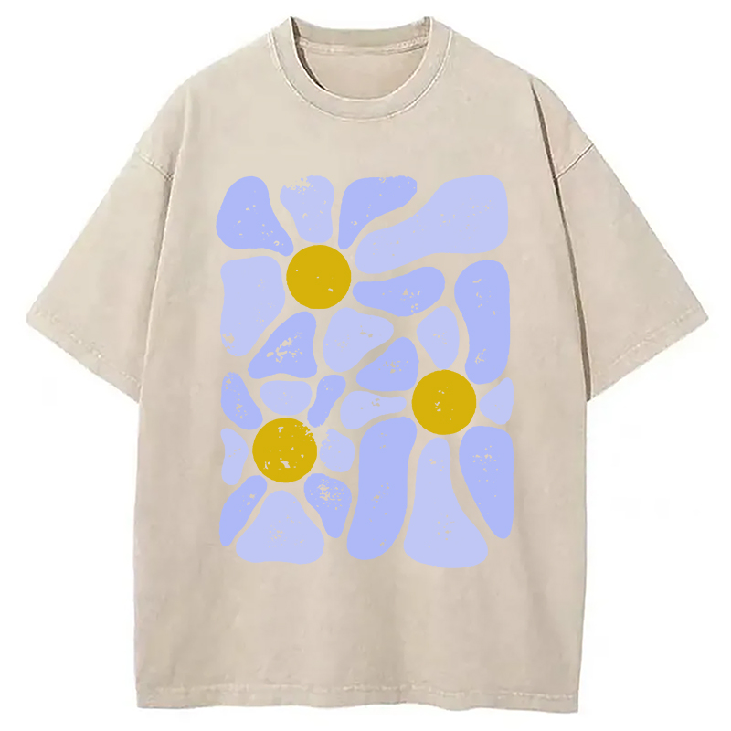 Abstract Flowers Art Washed T-shirt