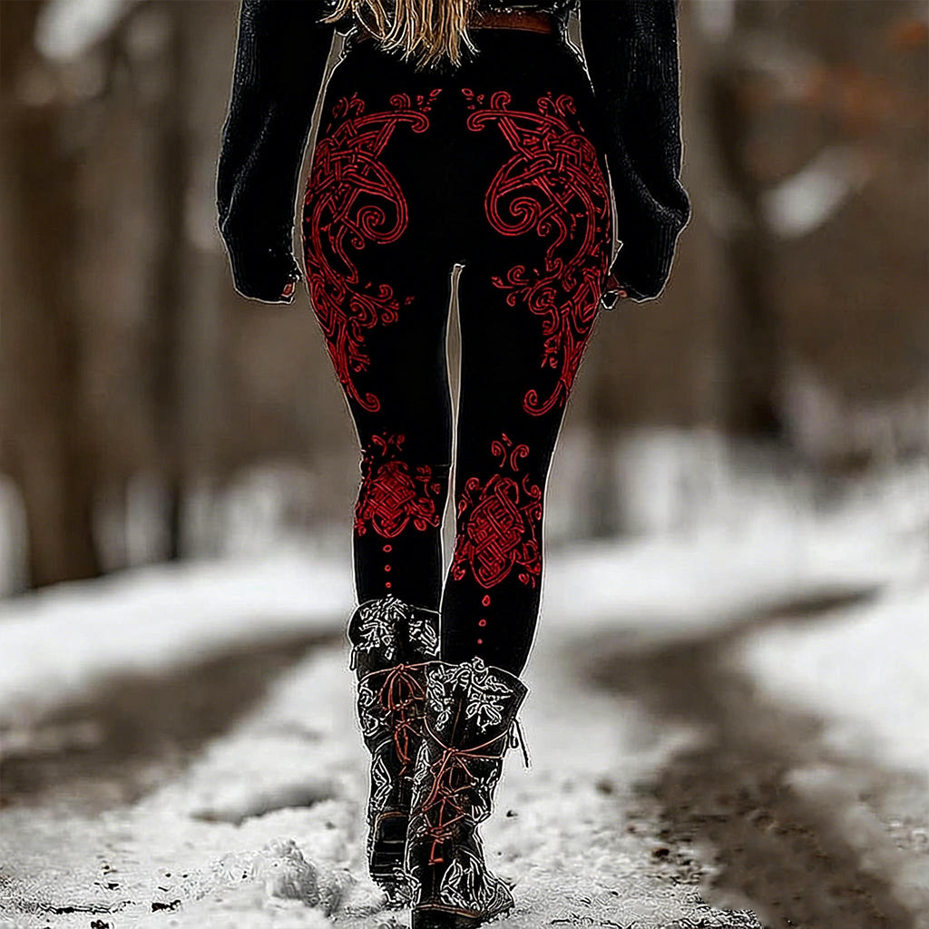 Women's Vintage Viking Celtic Knot Pattern Casual Leggings